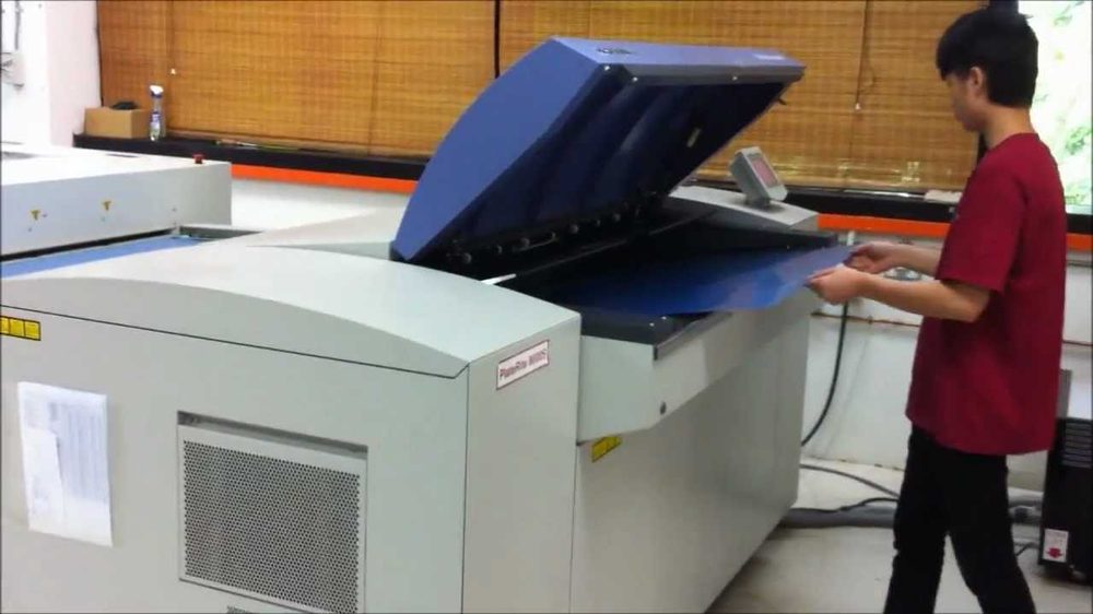 Computer-to-Plate (CTP) platesetter in the pre-press department